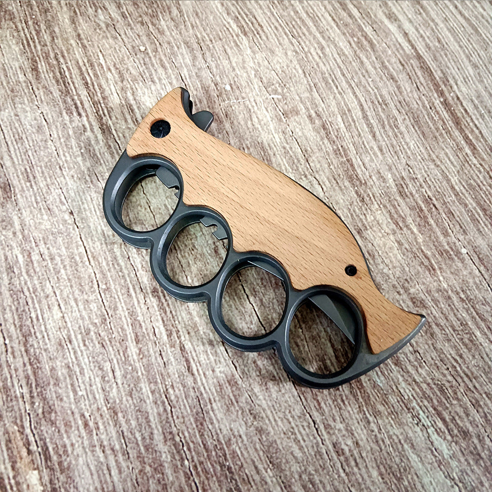 ZH009 Wood-Grain Knuckle Guard Folding Fruit Knife