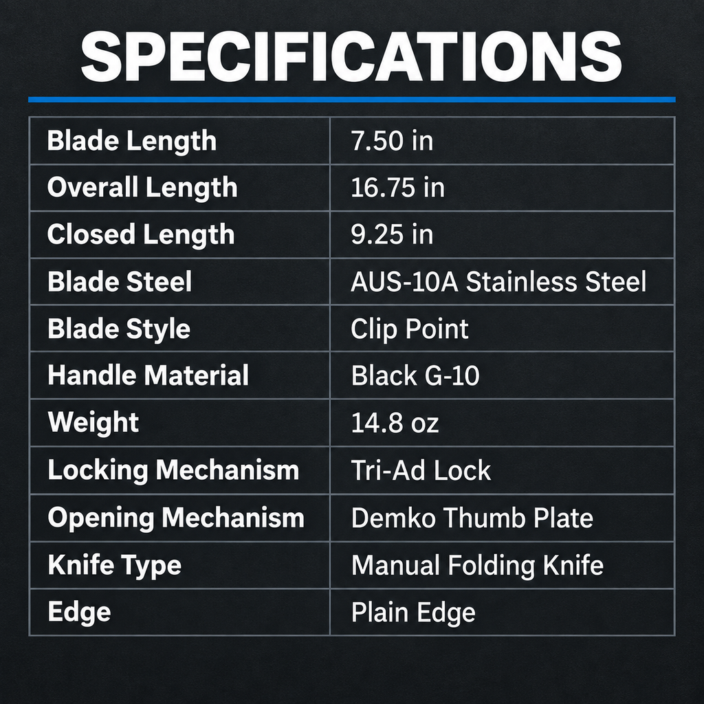DJ040 Cold Steel Espada XL G-10 Folding Knife