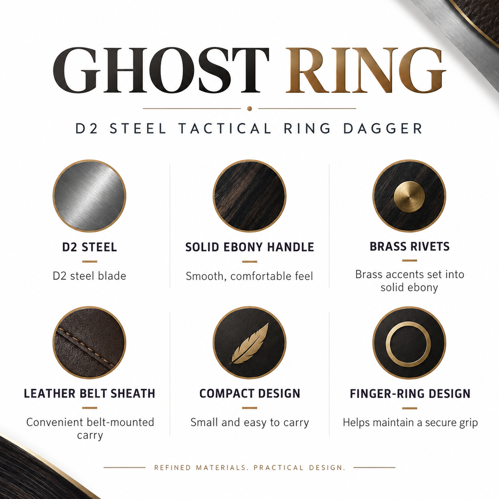 DJ035 Ghost Ring Tactical Push Dagger – D2 Steel