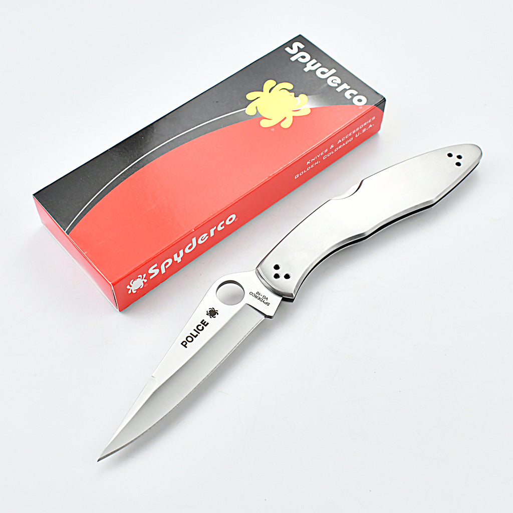 DJ047 Spyderco Police Model Stainless Steel Folding Knife C07P (PlainEdge)