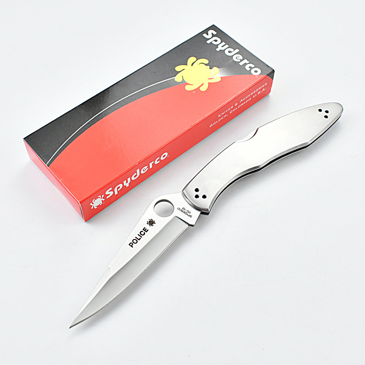 DJ047 Spyderco Police Model Stainless Steel Folding Knife C07P (PlainEdge)