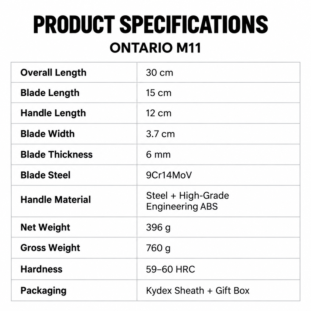 DJ036 Ontario M11 Black Tactical Knife